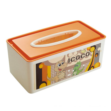 Design de desenhos animados de plástico impresso Rectangle Tissue Box (ZJH023)